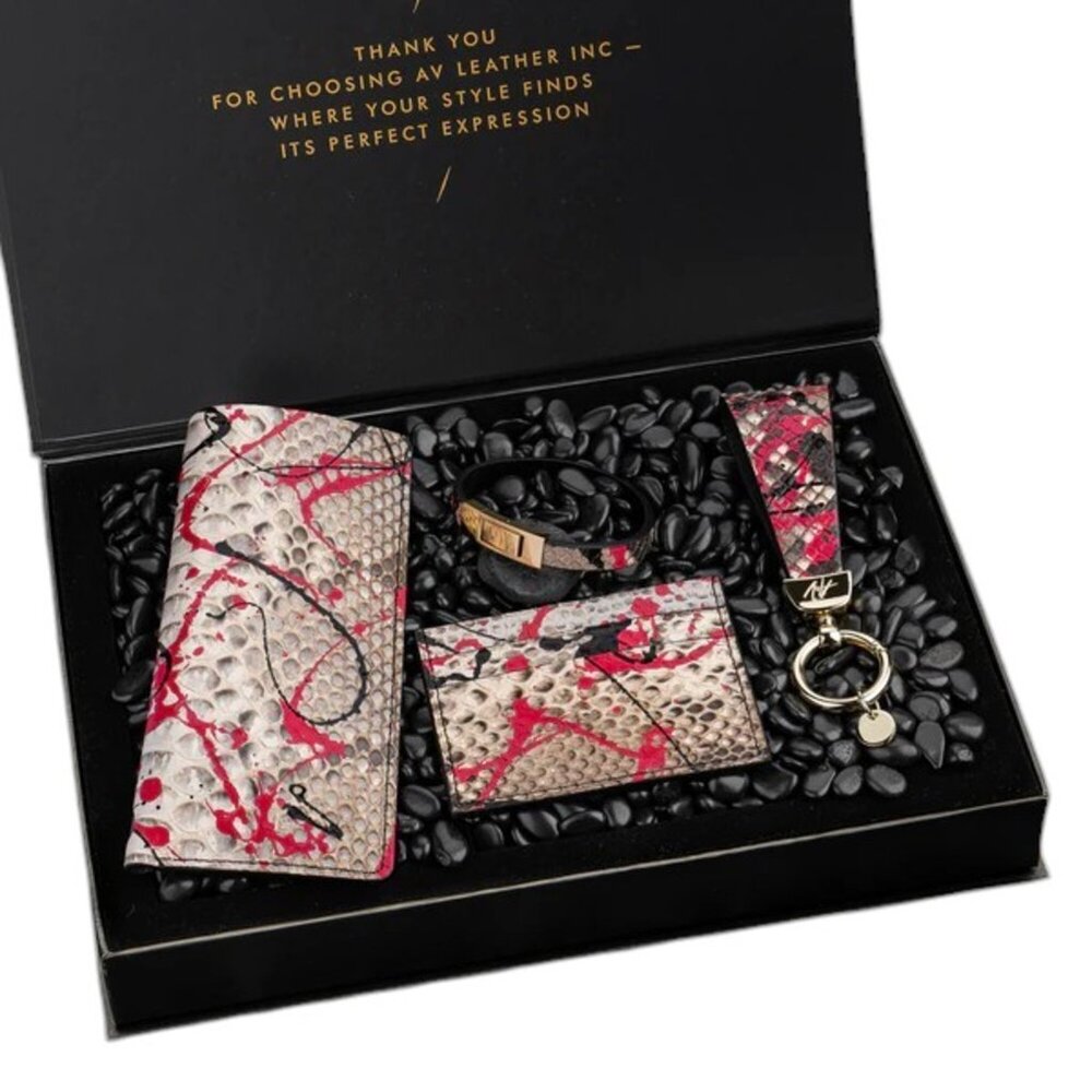 Exclusive Python Leather Gift Set – Premium Feel - Red Rampage Color